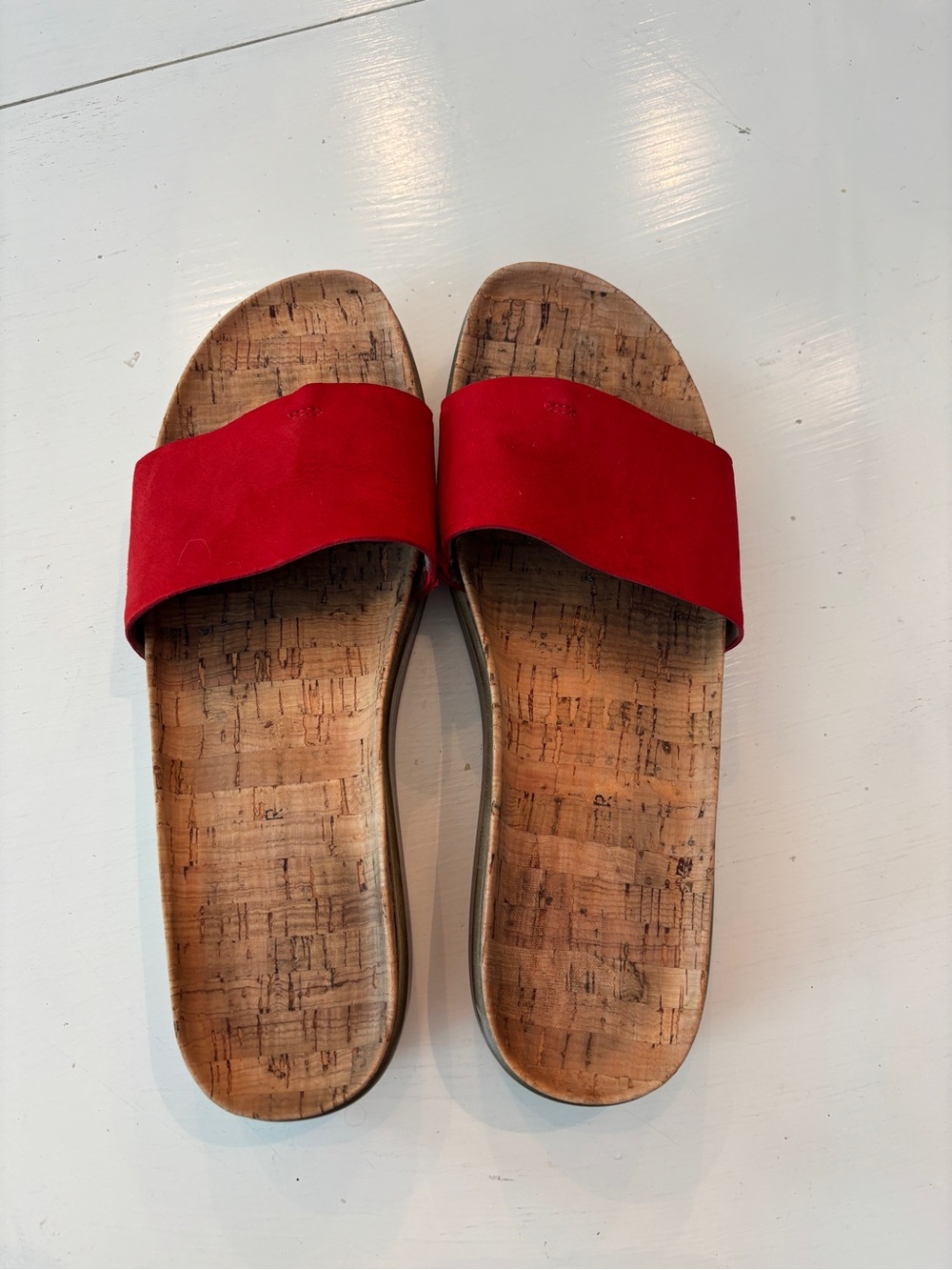 Donald J. Pliner Fifi red suede cork sandals size 7.5, summer, comfy, vibrant - Picture 2 of 4